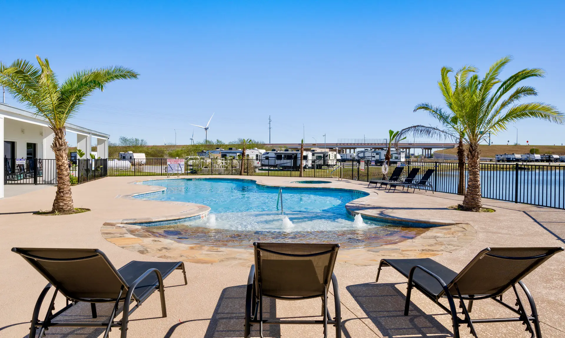 Resort pool with beach entry